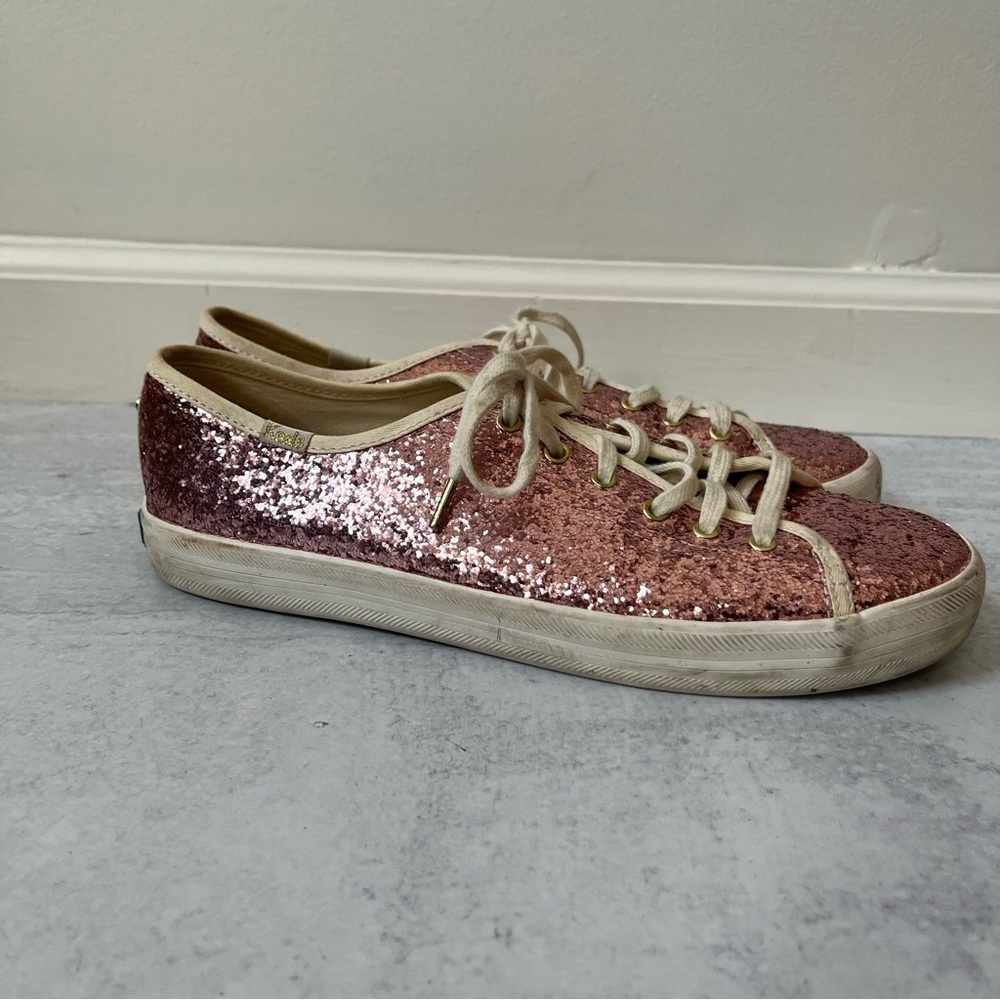 Kate Spade Keds Pink Glitter Sneakers 8.5 - Picture 3 of 7